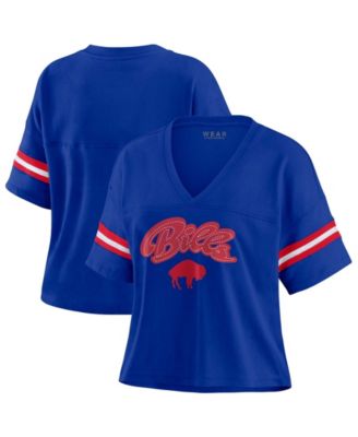 Women's Royal Buffalo Bills Plus Size Color Block Boxy V-Neck T-Shirt
