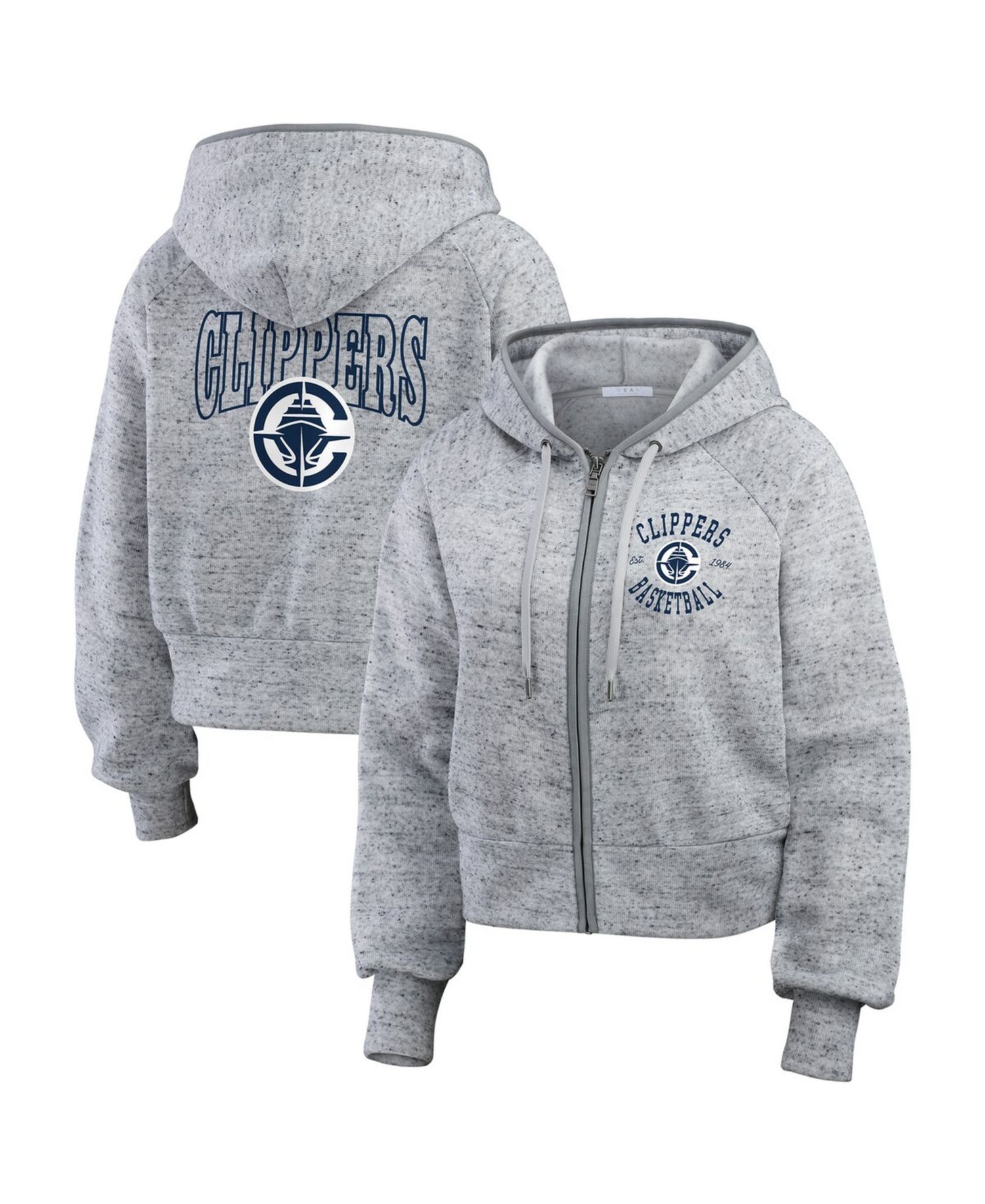Women's Heather Gray LA Clippers Speckled Radiator Full-Zip Hoodie