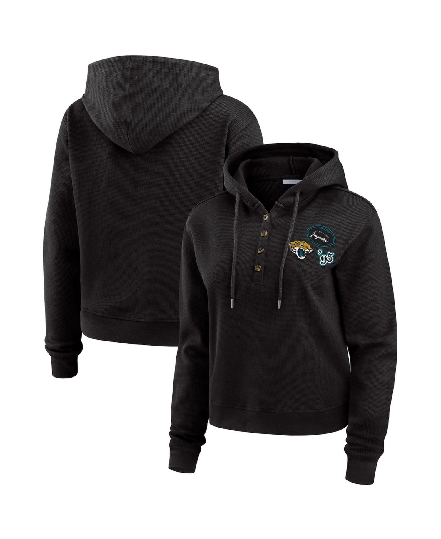 Women's Black Jacksonville Jaguars Waffle Pullover Hoodie