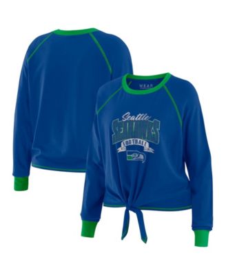 Women's Royal/Green Seattle Seahawks Tie-Front Long Sleeve Top