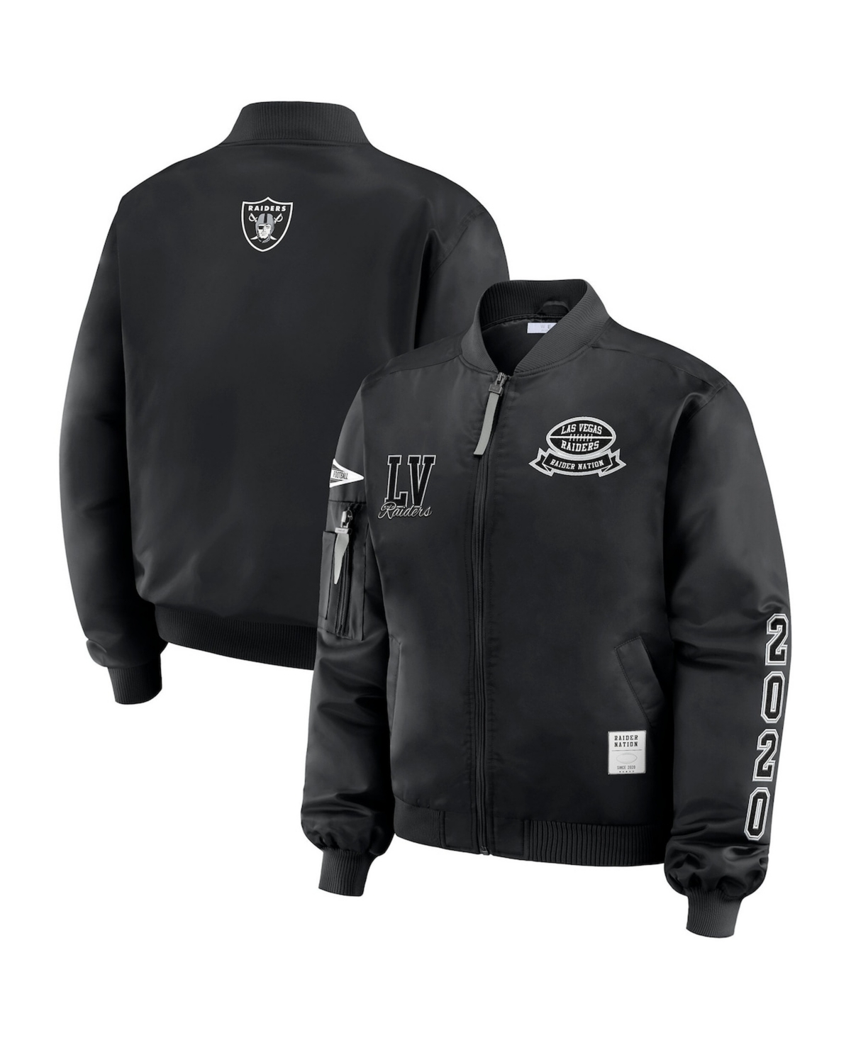 Wear By Erin Andrews Women's Black Las Vegas Raiders Patch Full-zip Bomber Jacket