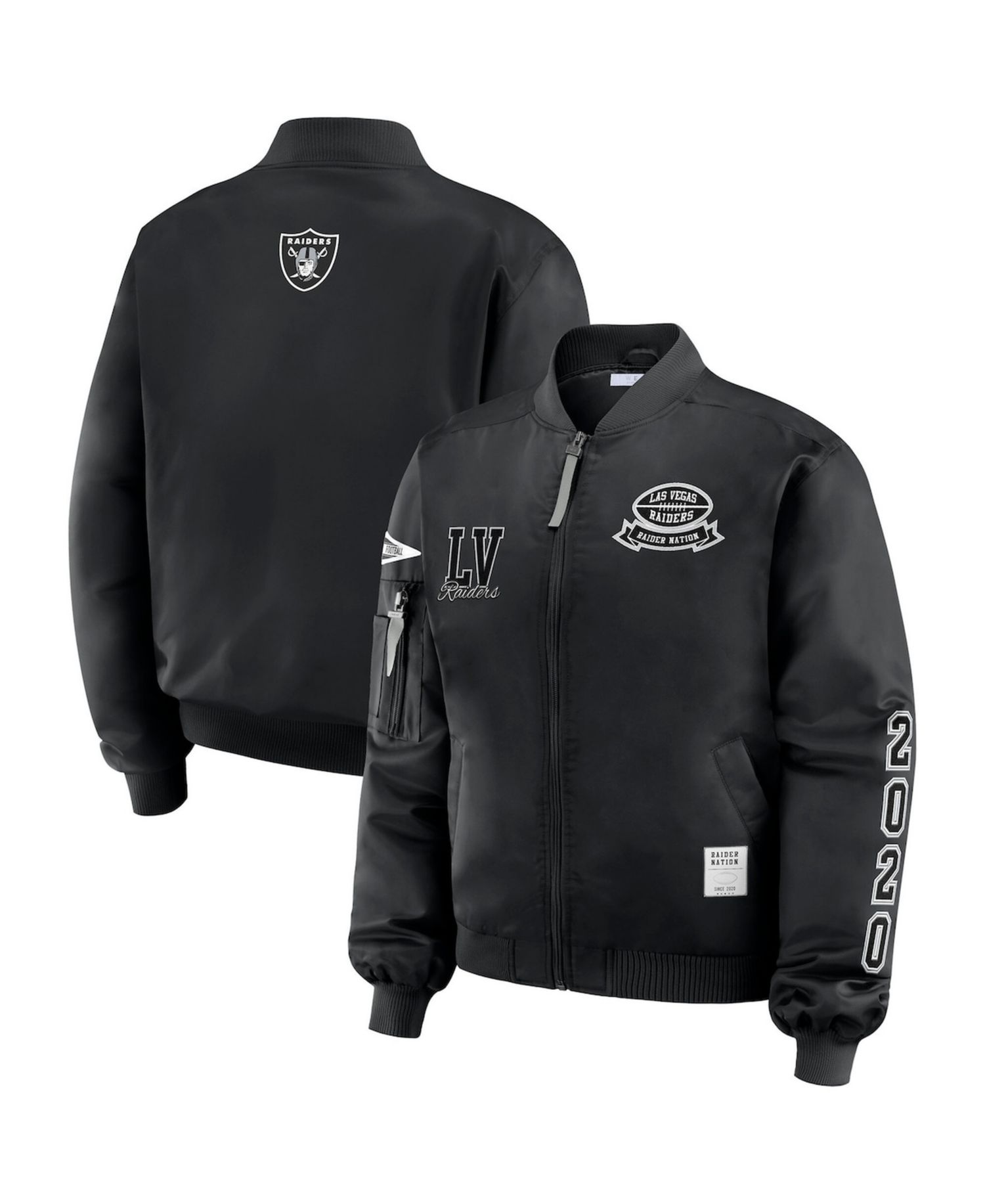 Women's Black Las Vegas Raiders Patch Full-Zip Bomber Jacket