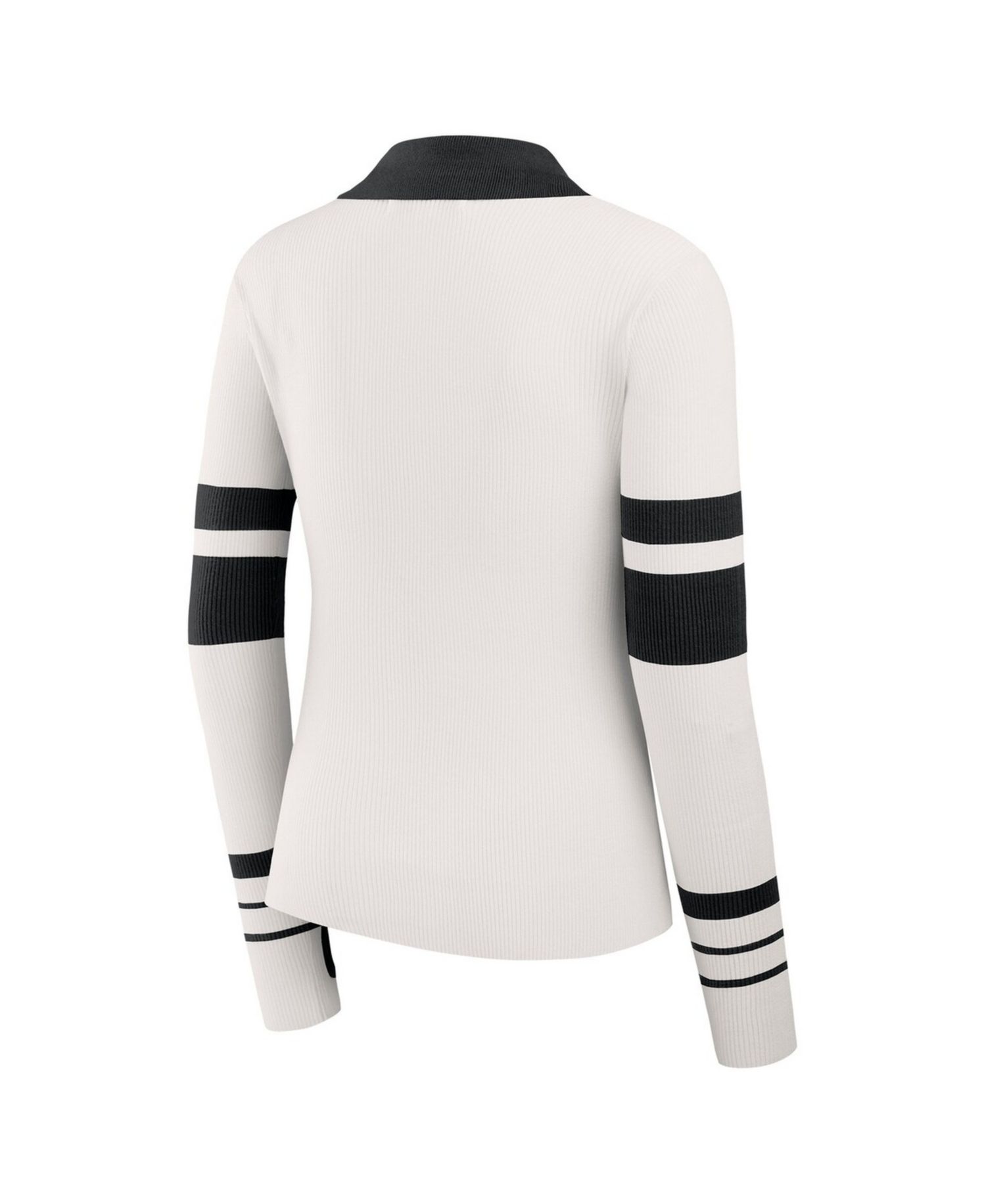 Women's White Pittsburgh Steelers Ribbed Henley Polo Sweater