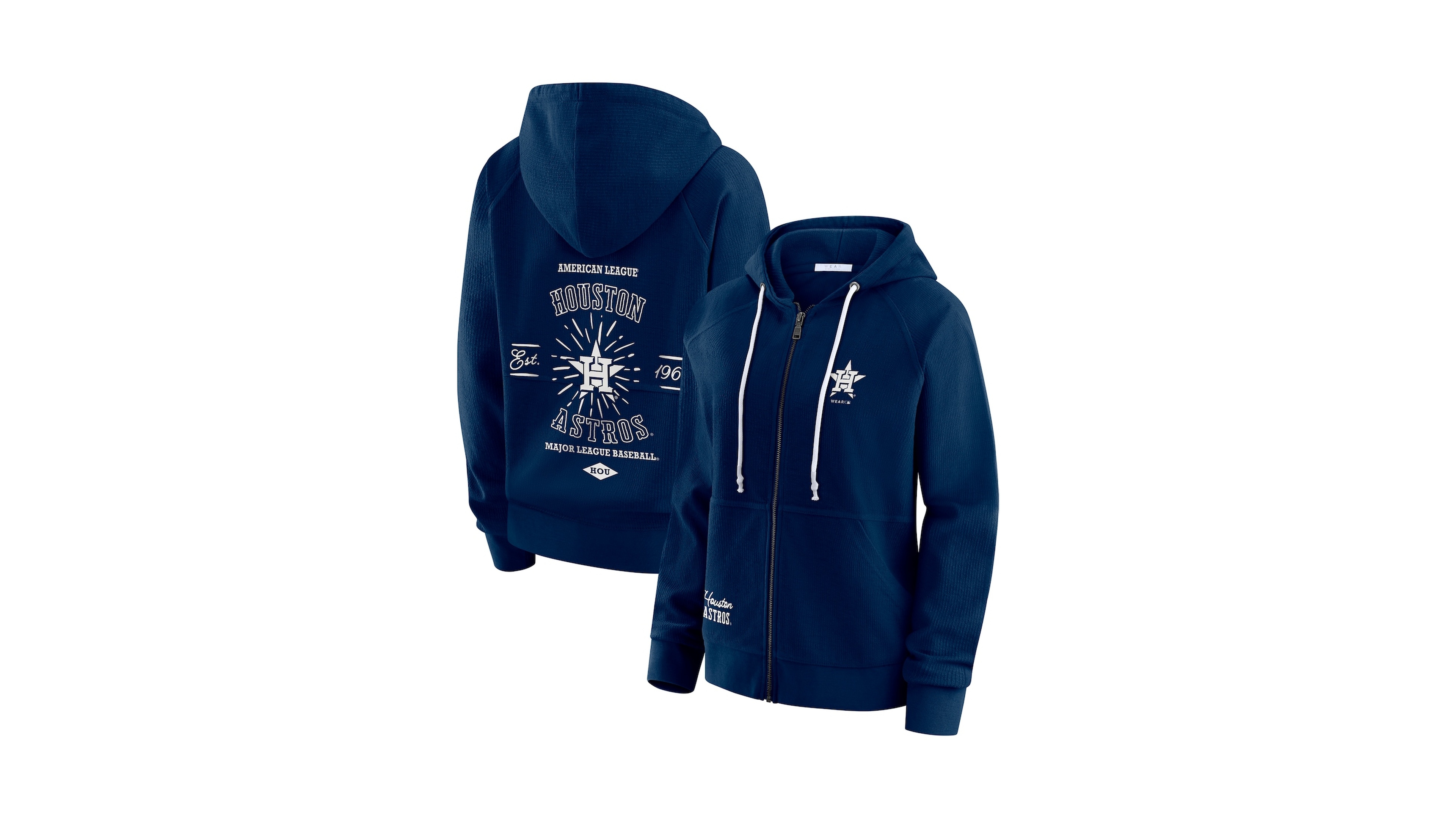 Wear by Erin Andrews Women's Navy Houston Astros Vintage Full-Zip Raglan Hoodie