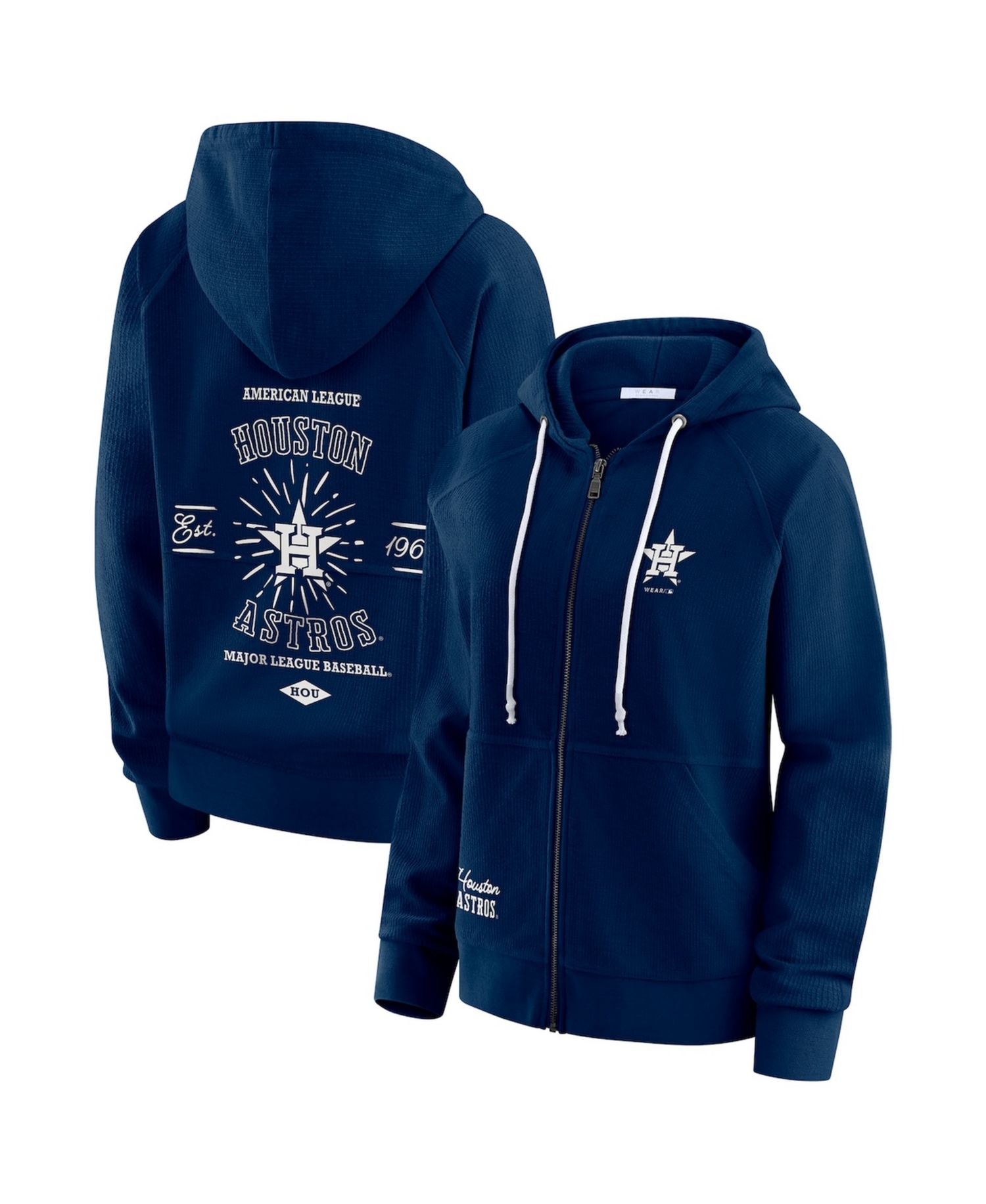 Women's Navy Houston Astros Vintage Full-Zip Raglan Hoodie