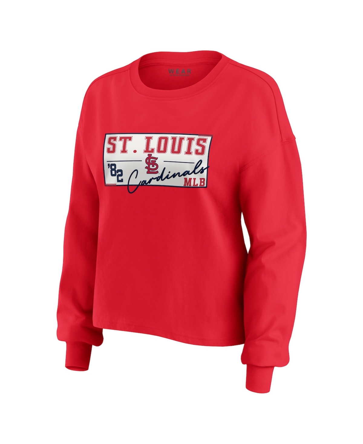 Wear by Erin Andrews Women's 2-Piece Red St. Louis Cardinals Heavy Rugby Jersey Cropped Long Sleeve T-Shirt & Shorts Lounge Set