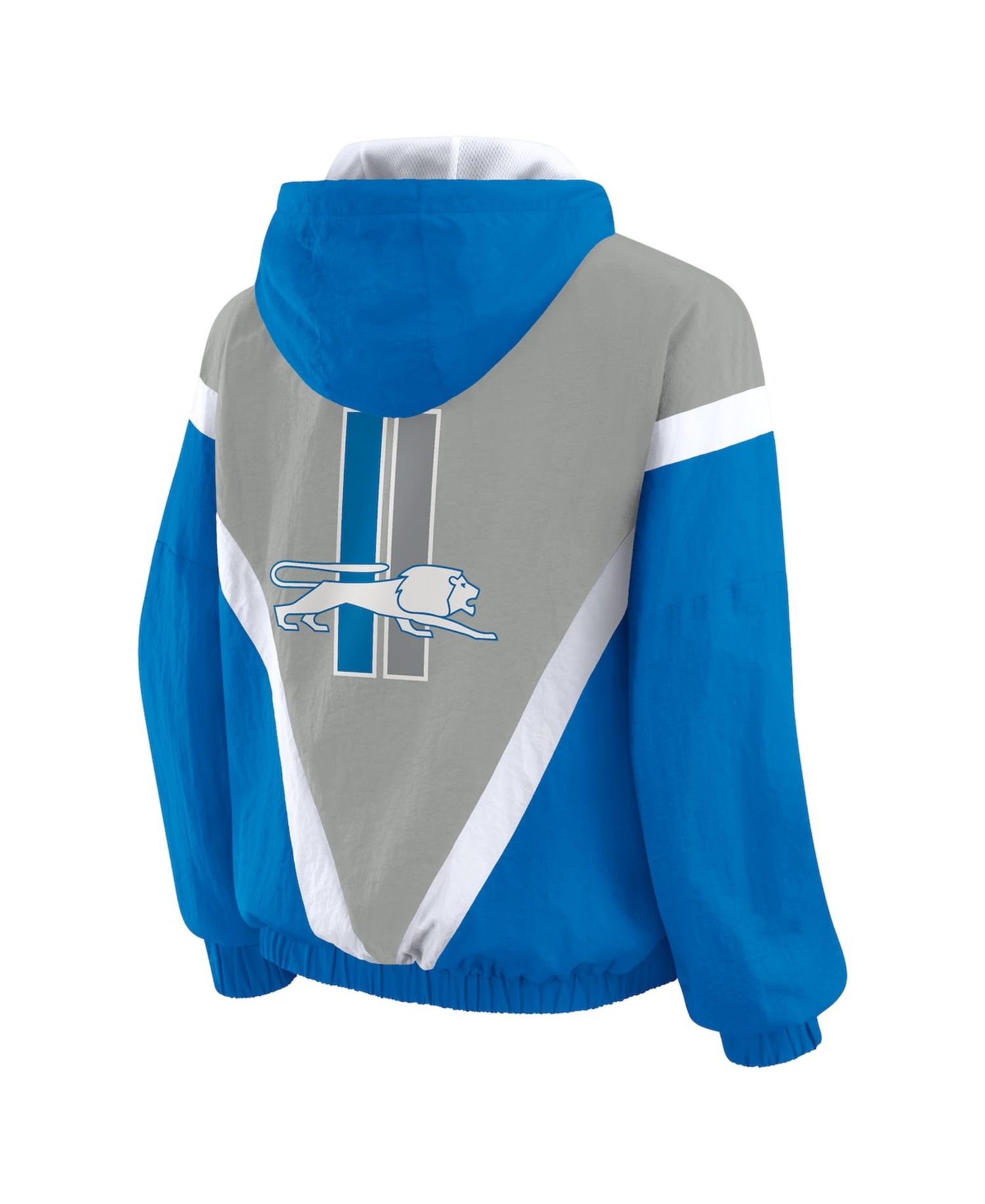 Women's Blue/Gray Detroit Lions Plus Size Retro Crinkle Full-Zip Hoodie Windbreaker Jacket