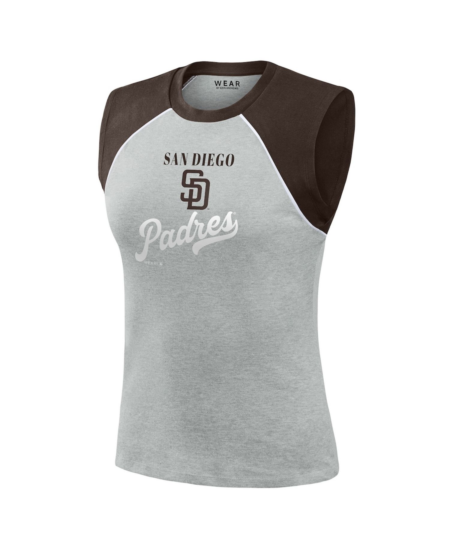 Women's Heather Gray San Diego Padres Cropped Raglan Tank Top