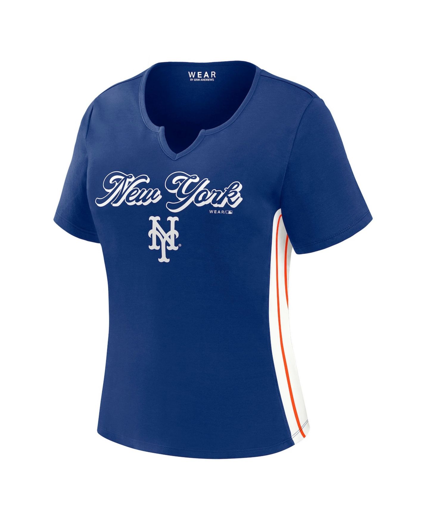Женская футболка WEAR by Erin Andrews Royal New York Mets Notch Neck Cropped — фото 2