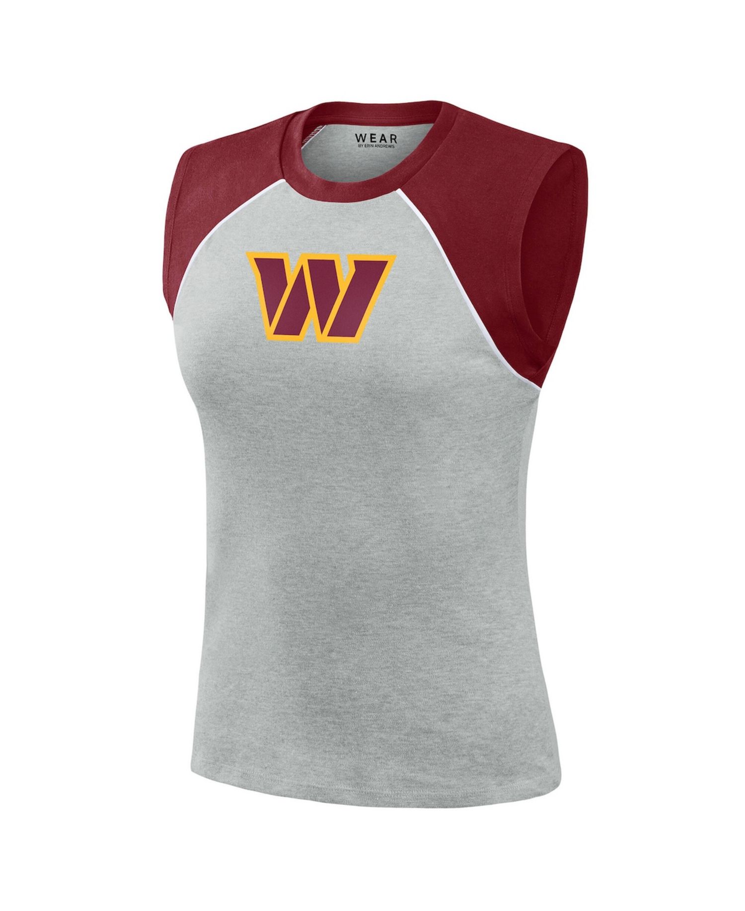 Women's Gray Washington Commanders Cropped Raglan Tank Top