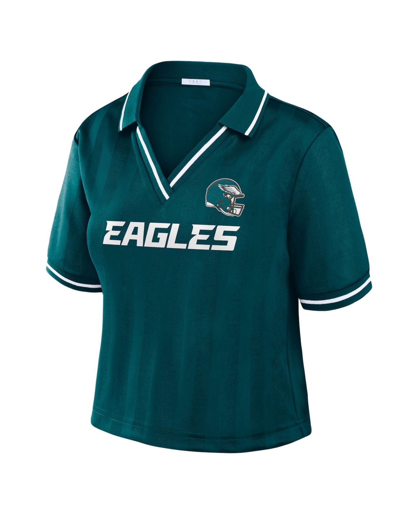 Женское поло WEAR by Erin Andrews Midnight Green Philadelphia Eagles Cropped Jersey Polo — фото 5