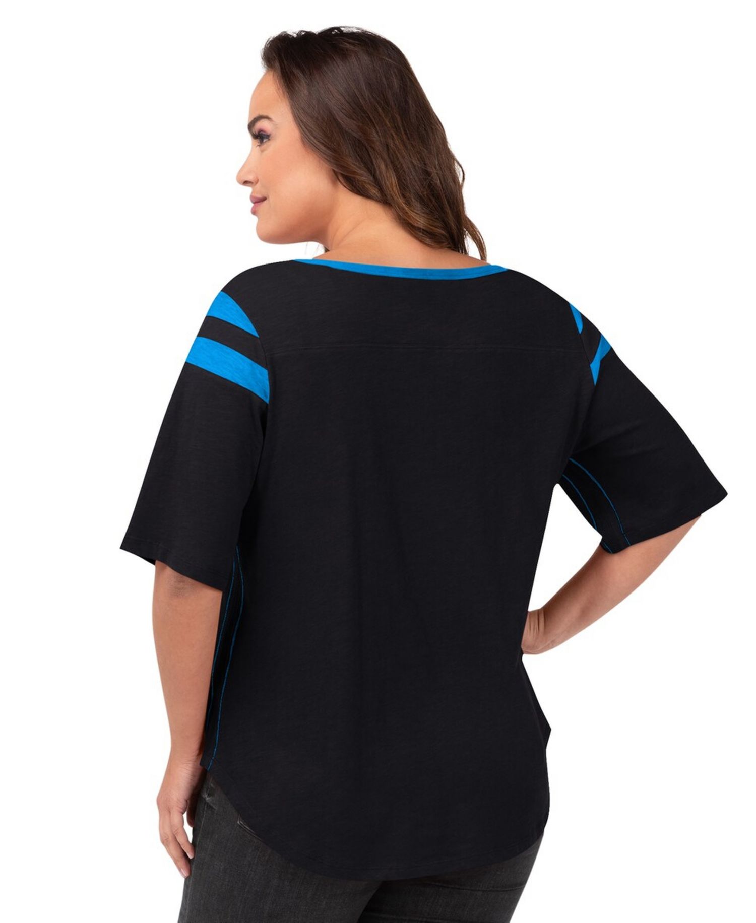 Women's Black Carolina Panthers Plus Size Linebacker T-Shirt
