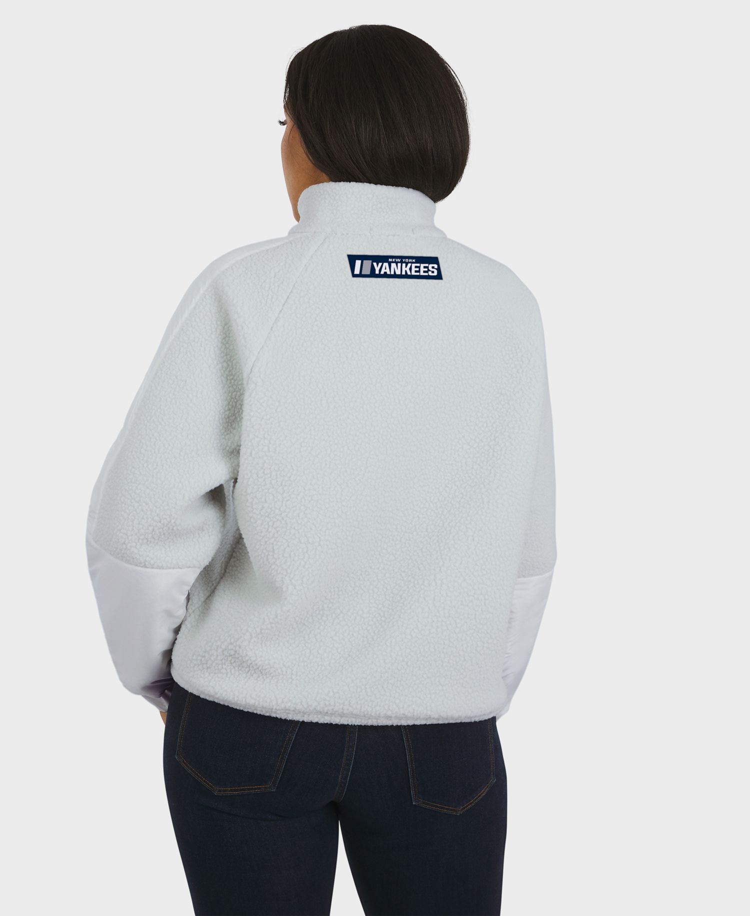 Women's Gray New York Yankees Polar Fleece Quarter-Zip Jacket