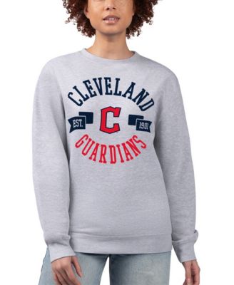 Women's Heather Gray Cleveland Guardians Team Logo Fleece Pullover Sweatshirt