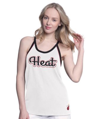 Women's White Miami Heat Curveball Racerback Scoop Neck Slub Tank Top