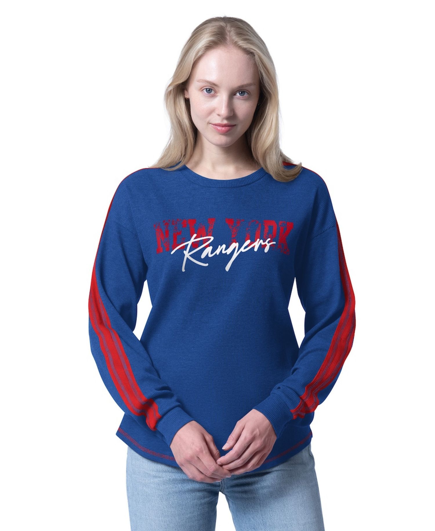 Women's Blue New York Rangers Advantage Thermal Long-Sleeve Tri-Blend T-Shirt
