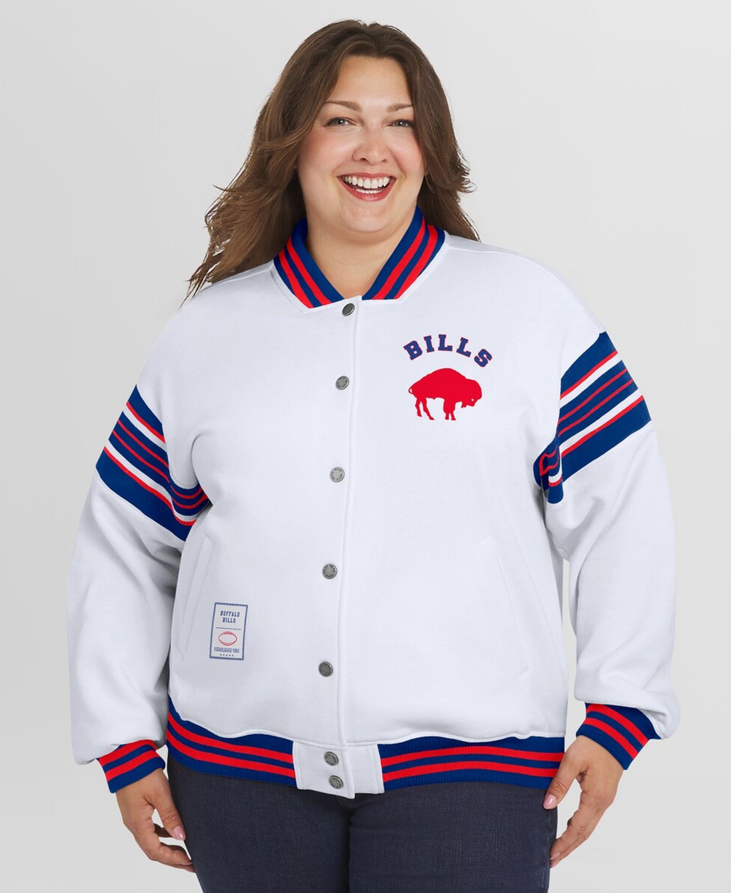 Women's White Buffalo Bills Plus Size Full-Snap Fleece Sweatshirt Jacket