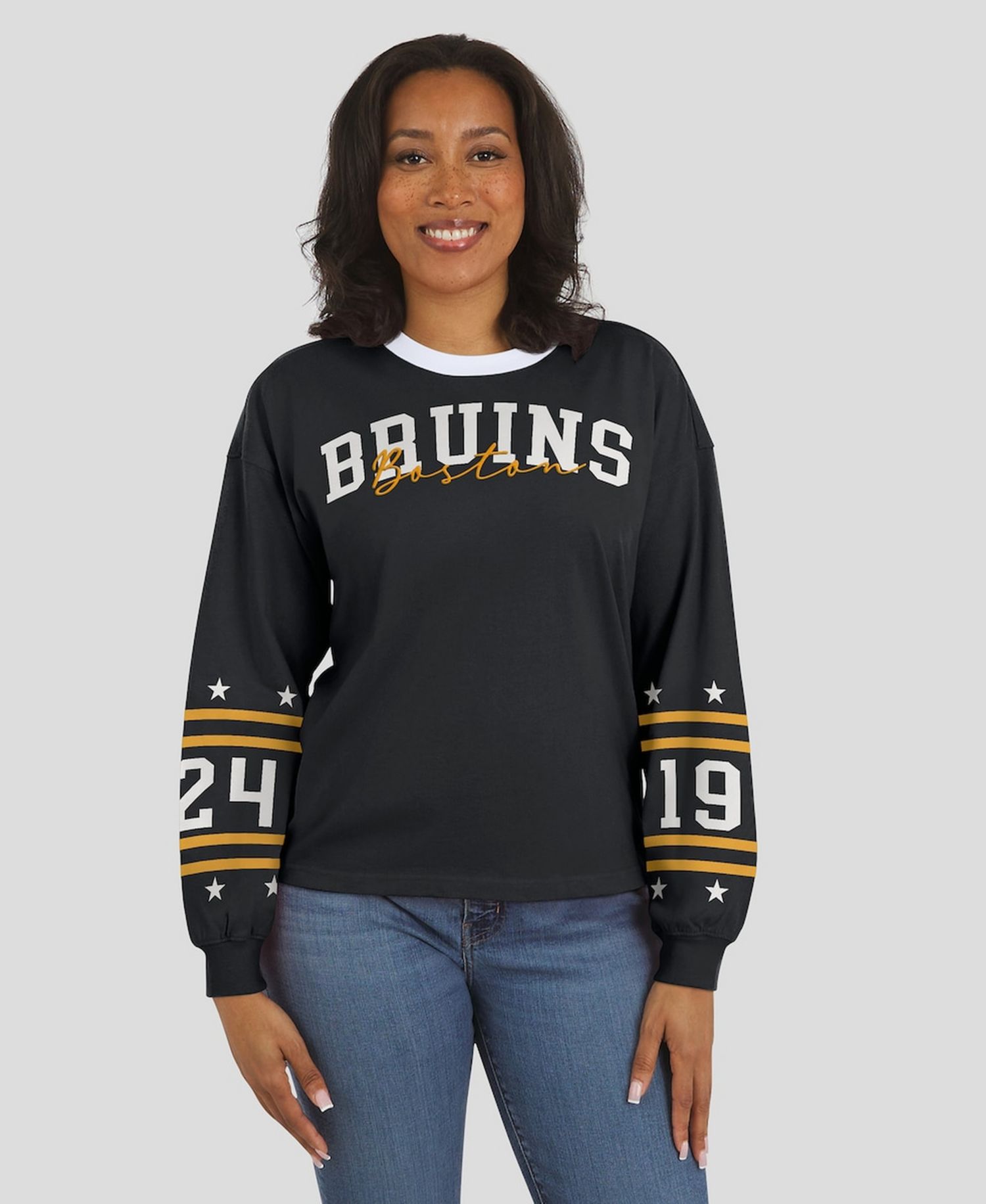 Women's Black Boston Bruins Long-Sleeve Sport T-Shirt