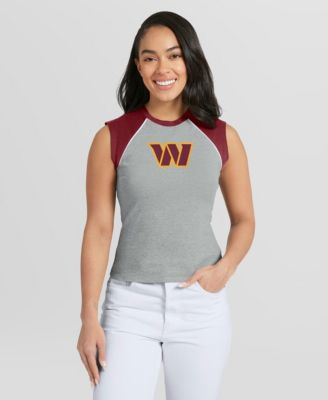 Women's Gray Washington Commanders Cropped Raglan Tank Top