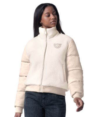 Women's Cream Las Vegas Raiders Cheerleader Sherpa Full-Zip Jacket