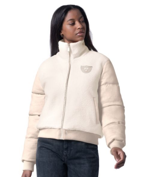 Женские куртки G-III 4Her by Carl Banks Women's Cream Las Vegas Raiders Cheerleader Sherpa Full-Zip Jacket