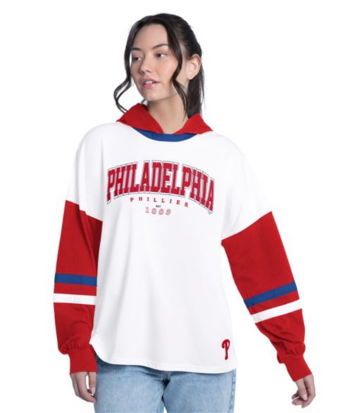 Женское худи G-III 4Her by Carl Banks White/Red Philadelphia Phillies Key Player Oversized Long Sleeve