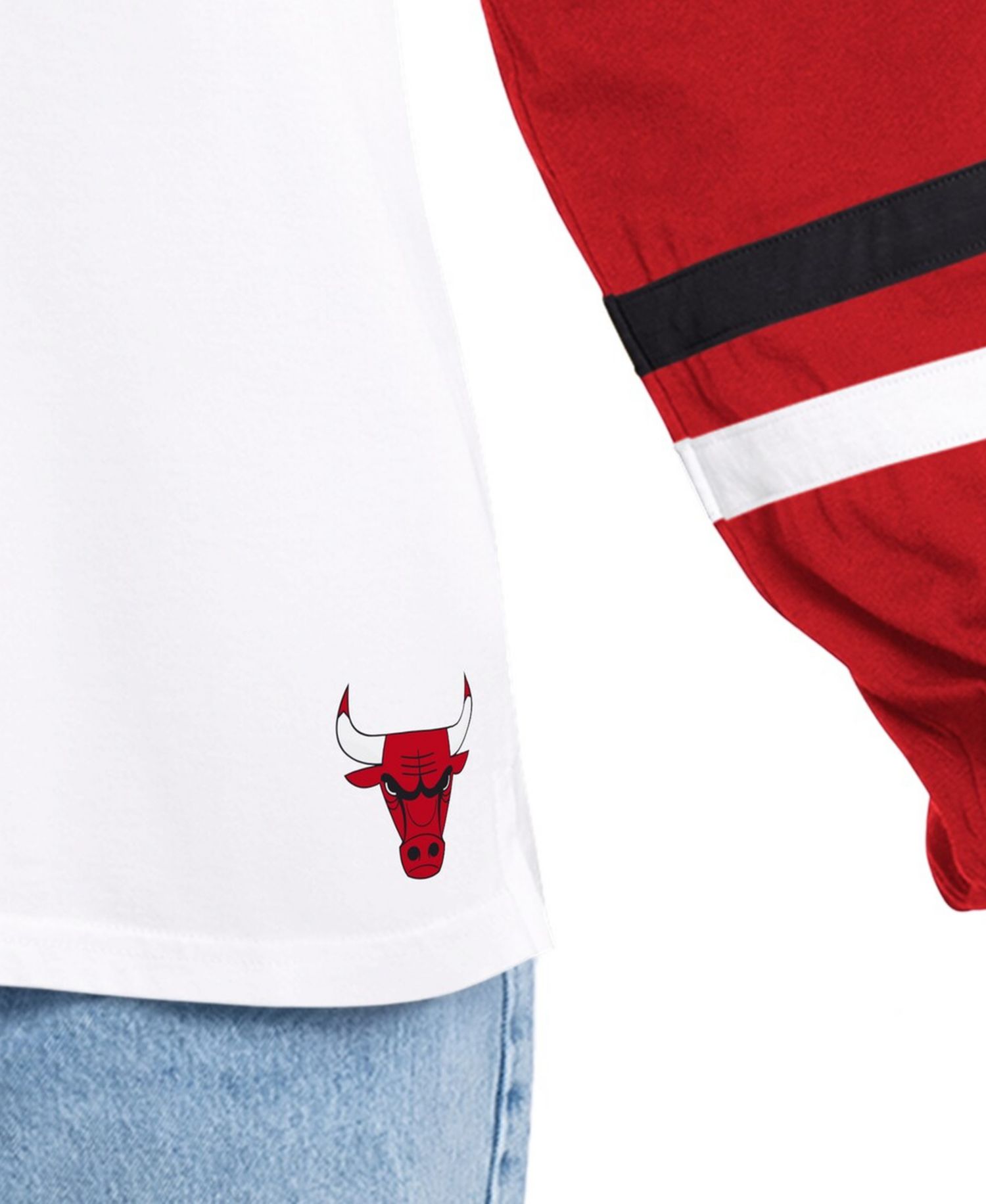 Women's White/Red Chicago Bulls Key Player Oversized Hooded Long Sleeve T-Shirt