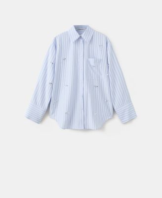 Women's Rhinestone Detail Striped Shirt