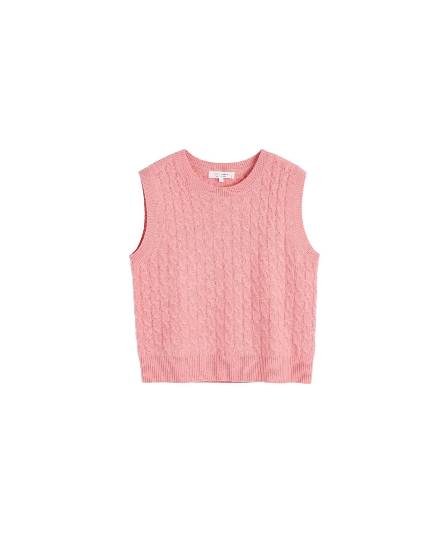 Женский топ Chinti & Parker Pure Cashmere Cabled Tank, цвет: Лососевый — фото 5