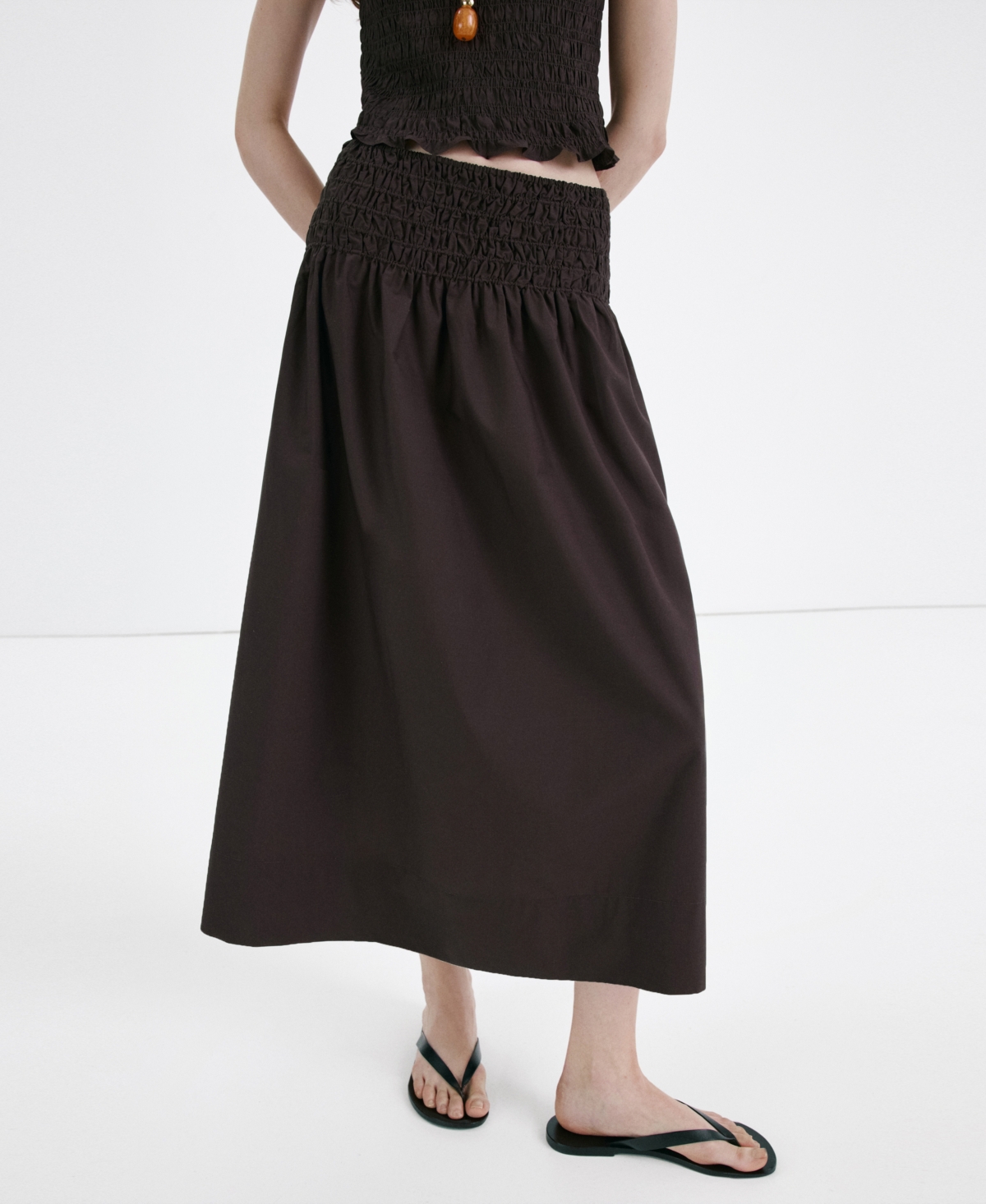 Mango Women's Shirred Waist Lyocell Skirt