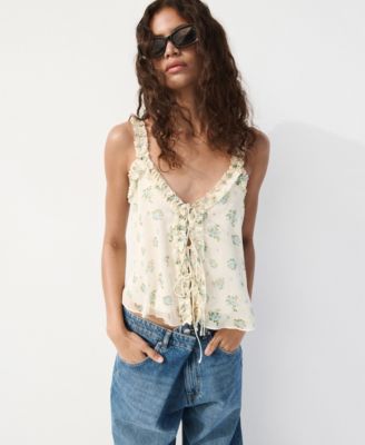 Women's Bow Details Floral Top