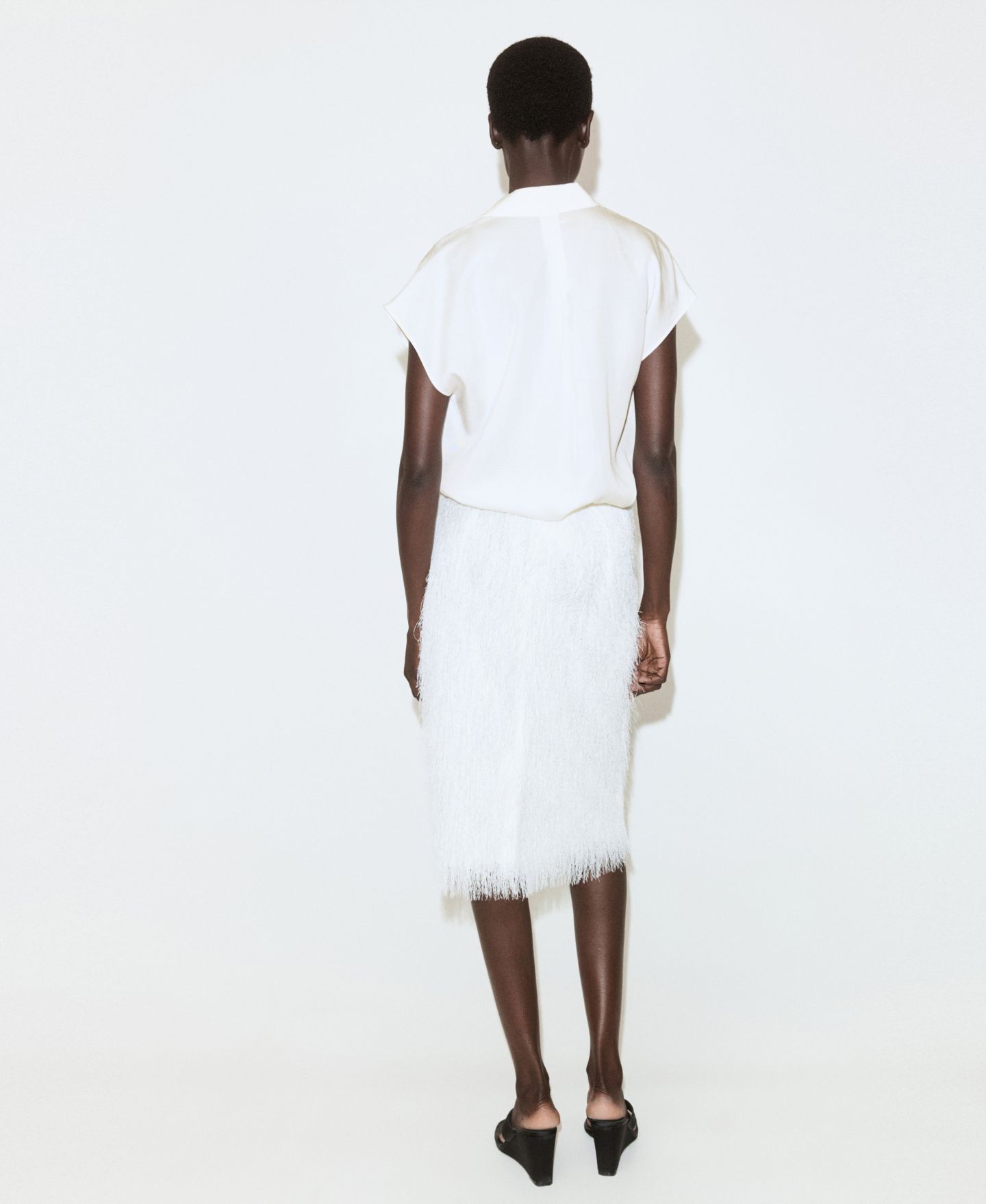 Женская рубашка Mango Short-Sleeved Lyocell, цвет: Синий — фото 11