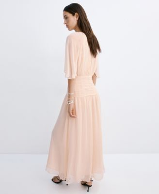 spring dresses long Youmylove Summer Dresses for Women Floral Maxi Dress Swing Long Dress  Chiffon Floral Short Sleeve Ruffle V Neck Fashion Flowy Dress Trendy Spring  Dresses