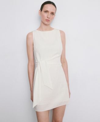 mango white mini dress Mango Square Neck Short Sleeve Bubble Hem Mini Dress in White