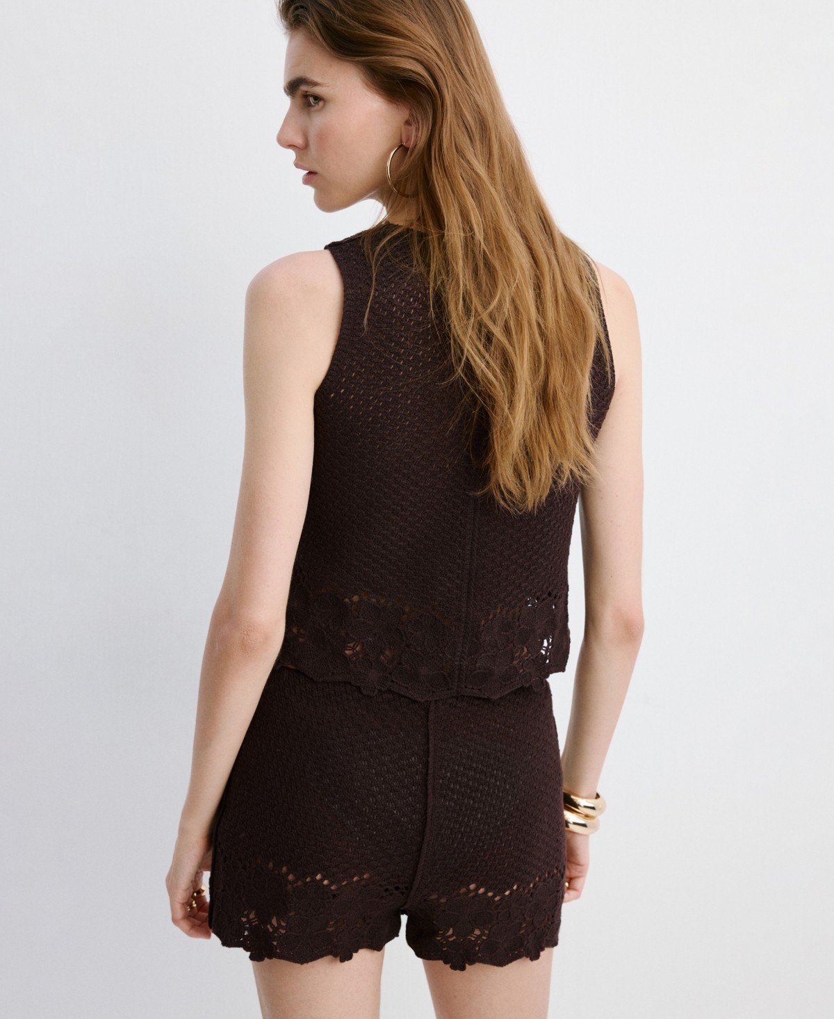 Mango Women's Lace Accents Embroidered Shorts