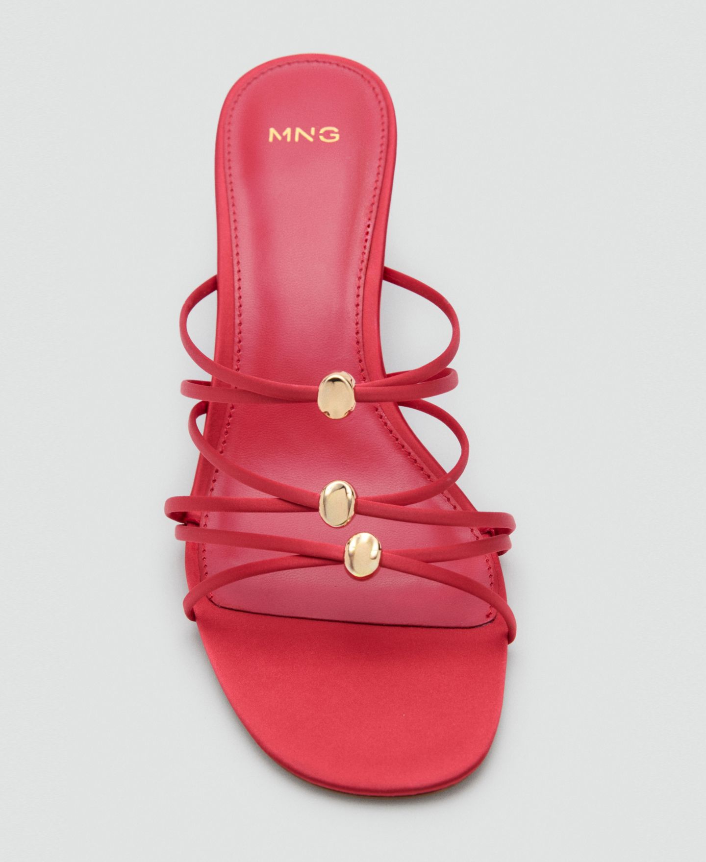 Женские сандалии MANGO Satin Straps Heeled, цвет: Красный — фото 4