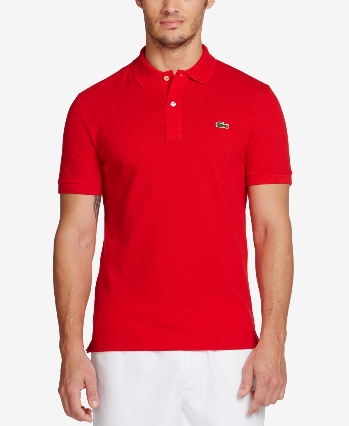 Shop Lacoste Men's  Slim Fit Short Sleeve Ribbed Polo Shirt In Red