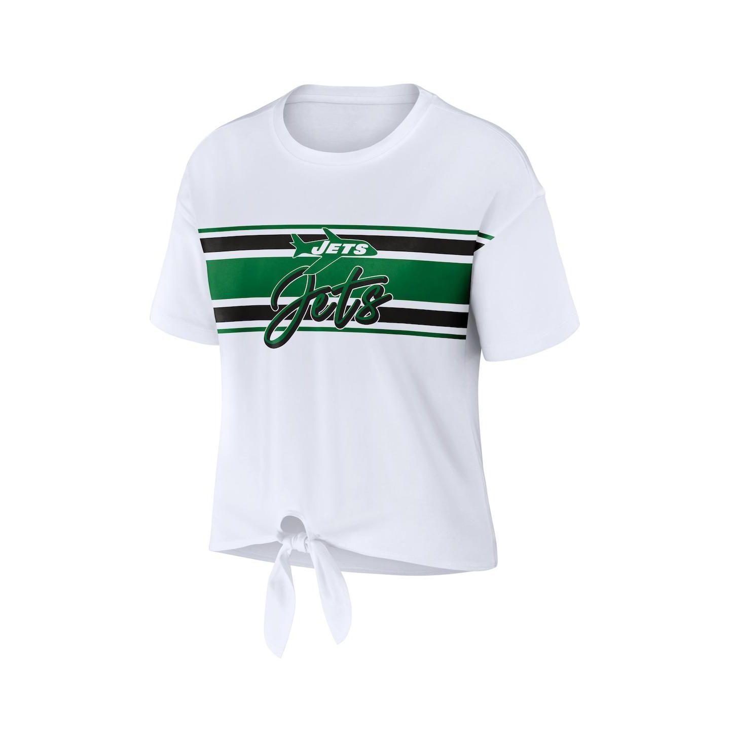 Женская футболка WEAR by Erin Andrews White New York Jets Front Tie Retro — фото 3