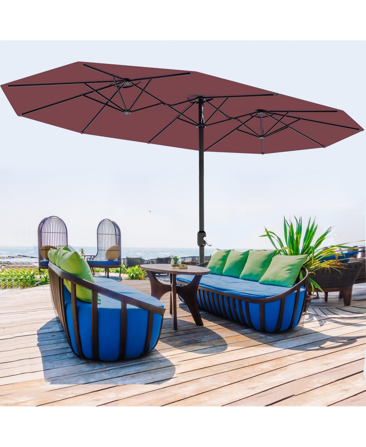 gaomon 3-Head Outdoor Patio Umbrella for Poolside, Lawn and Backyard, Without Base