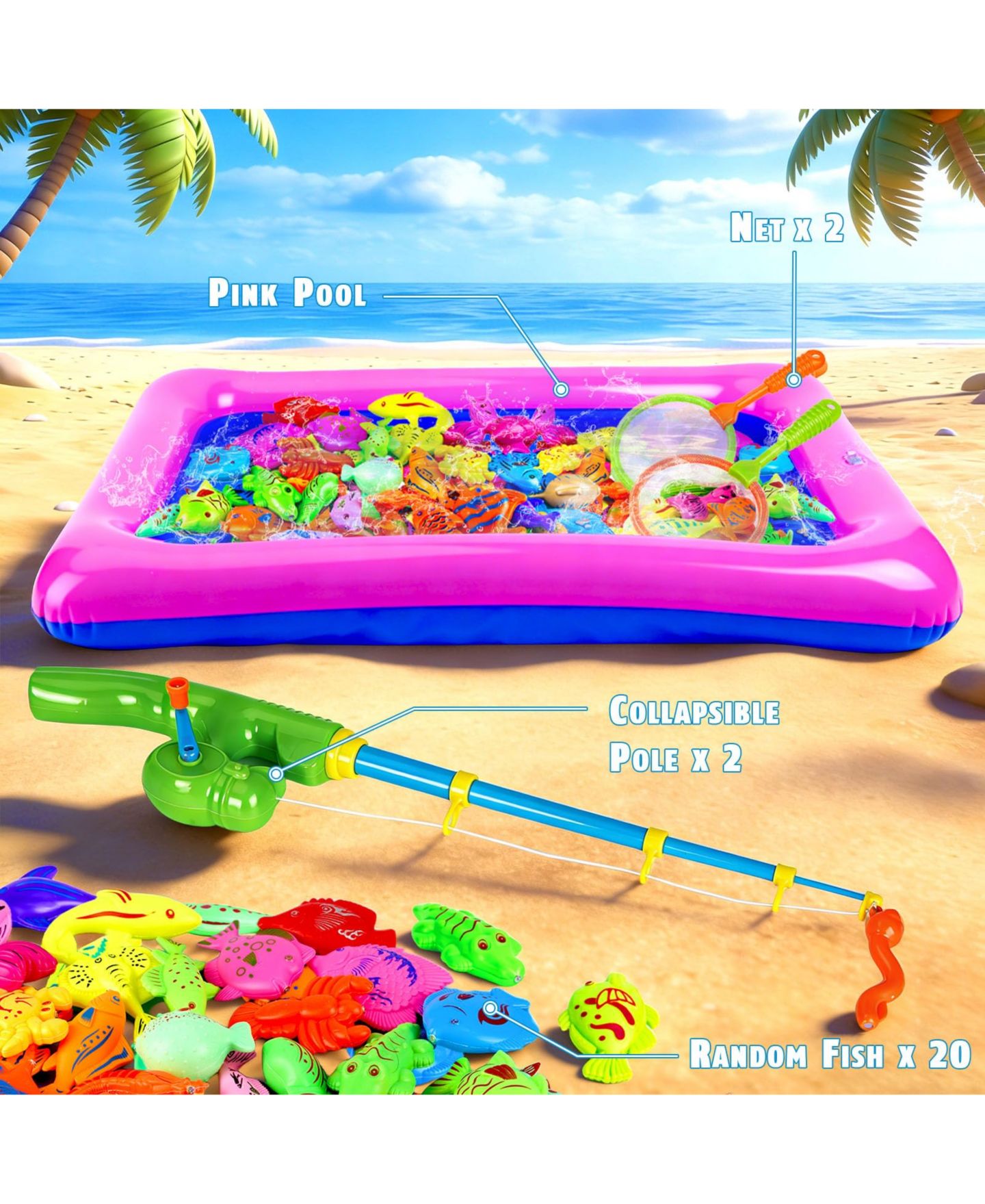 Детские игрушки GNUADZ 20-Piece Interactive Fishing Game Set, Ages 5-7, цвет: Разноцветный — фото 3