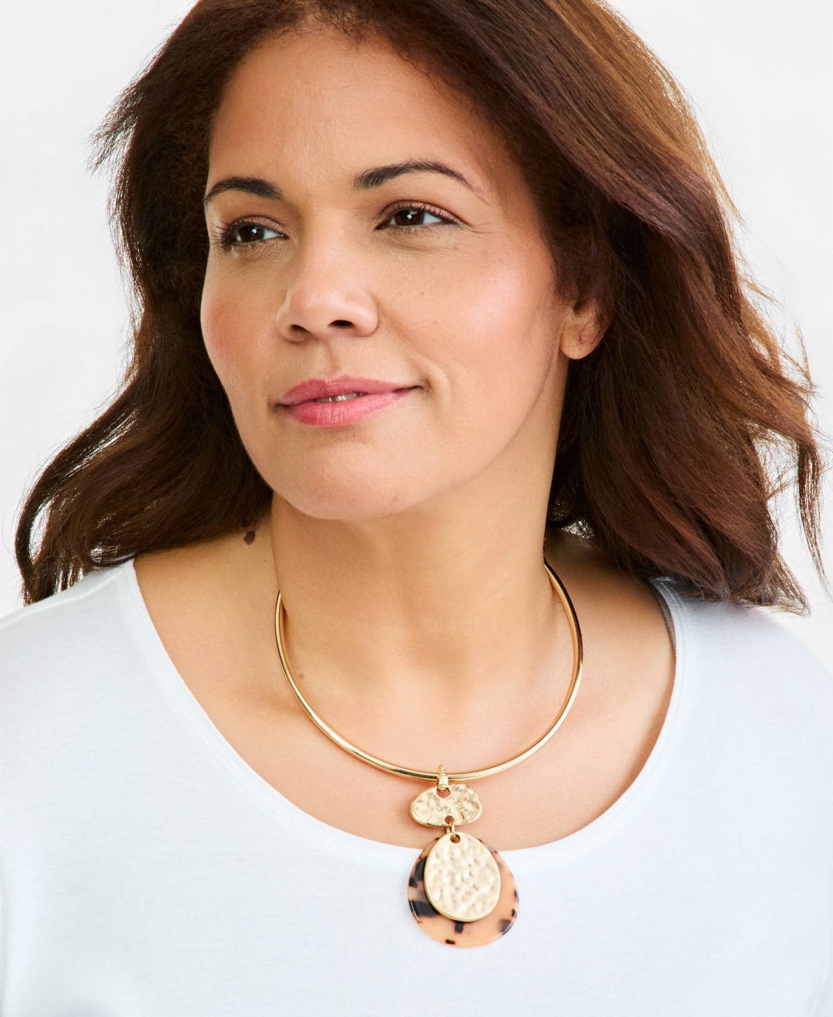 Style & Co Tortoise-Shell Disc Collar Pendant Necklace, Macy's Exclusive