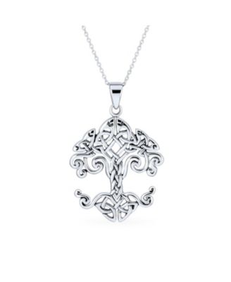 Tree of Life Pendant Necklace Celtic Mothers Family Medallion Oxidized .925 Sterling Silver