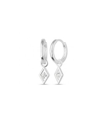 Sterling Silver Rhombus Pave Spike Drop Earring