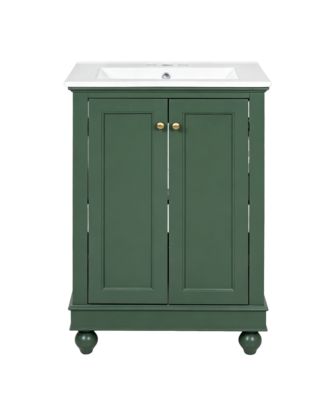  Modern Bathroom Vanity Cabinet with Ceramic Sink Simple Elegant Design Soft Closing Storage and Adjustable Shelf