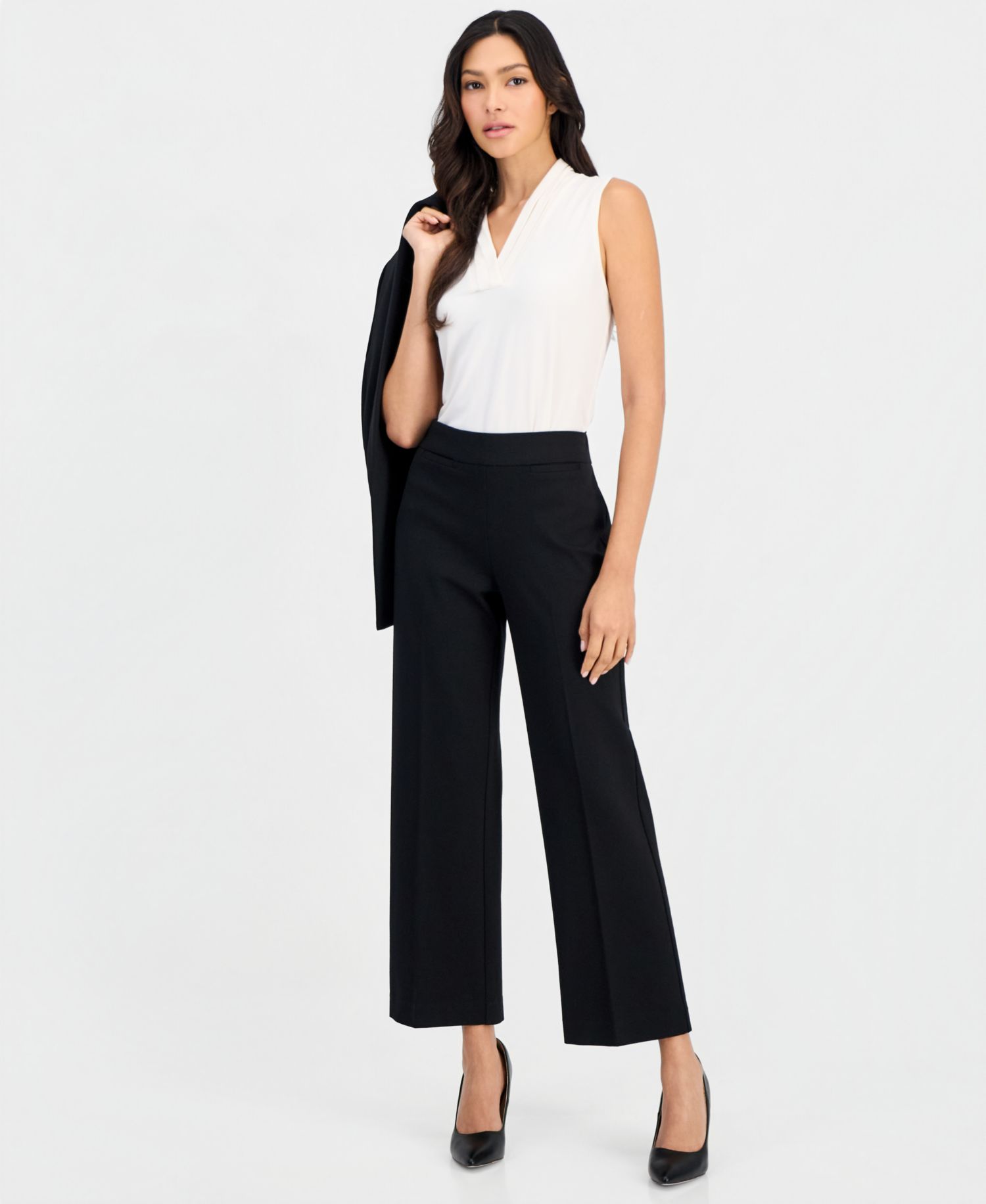Petite Pull-On Mid-Rise Wide-Leg Pants