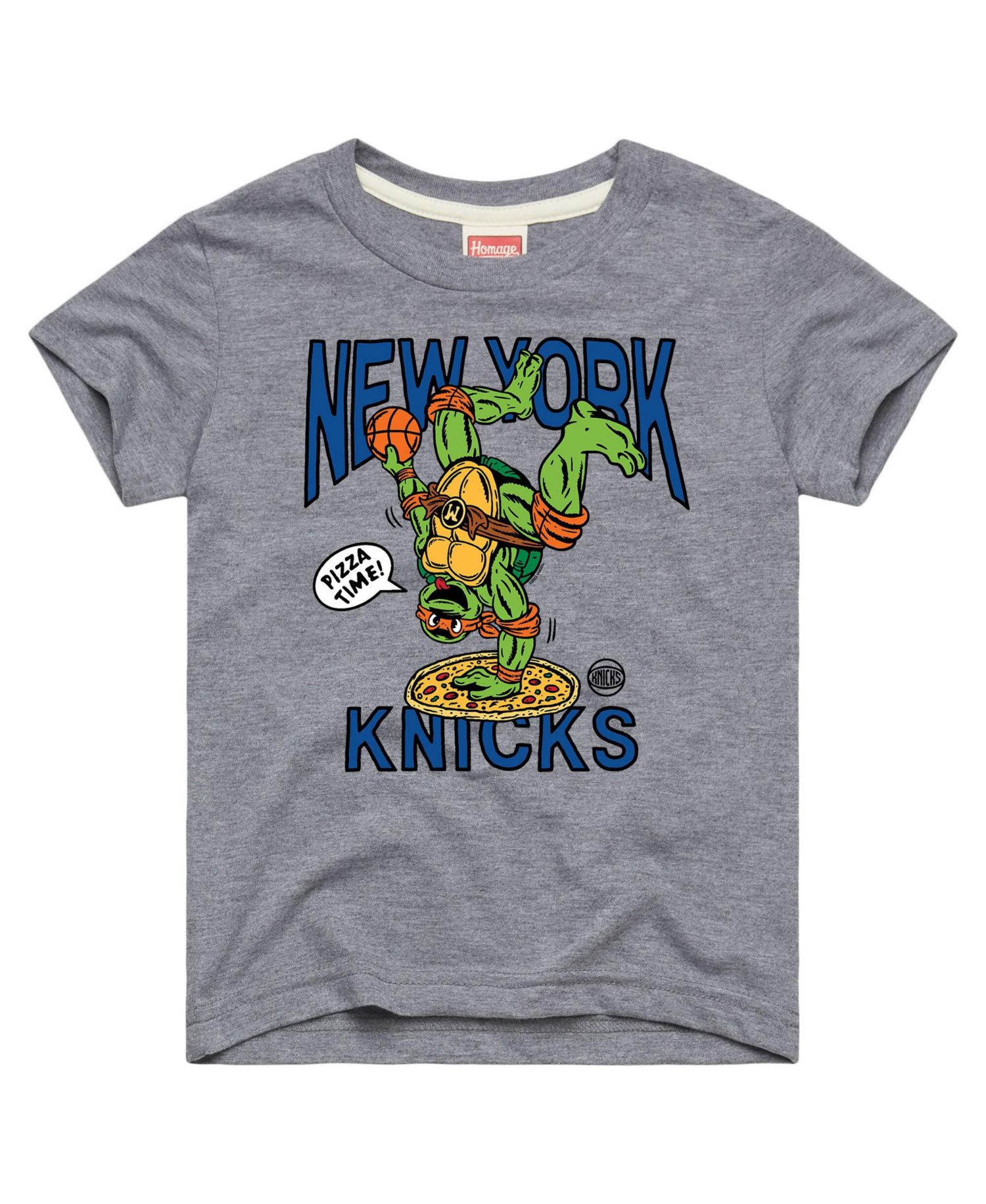Big Boys and Girls Gray New York Knicks x Teenage Mutant Ninja Turtles Michelangelo Tri-Blend T-Shirt