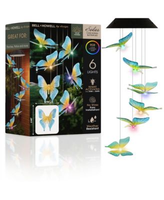 Solar Cascading Butterflies RGB Color-Changing Hanging Light - 6 LED Outdoor Solar Powered Decorative Garden Light