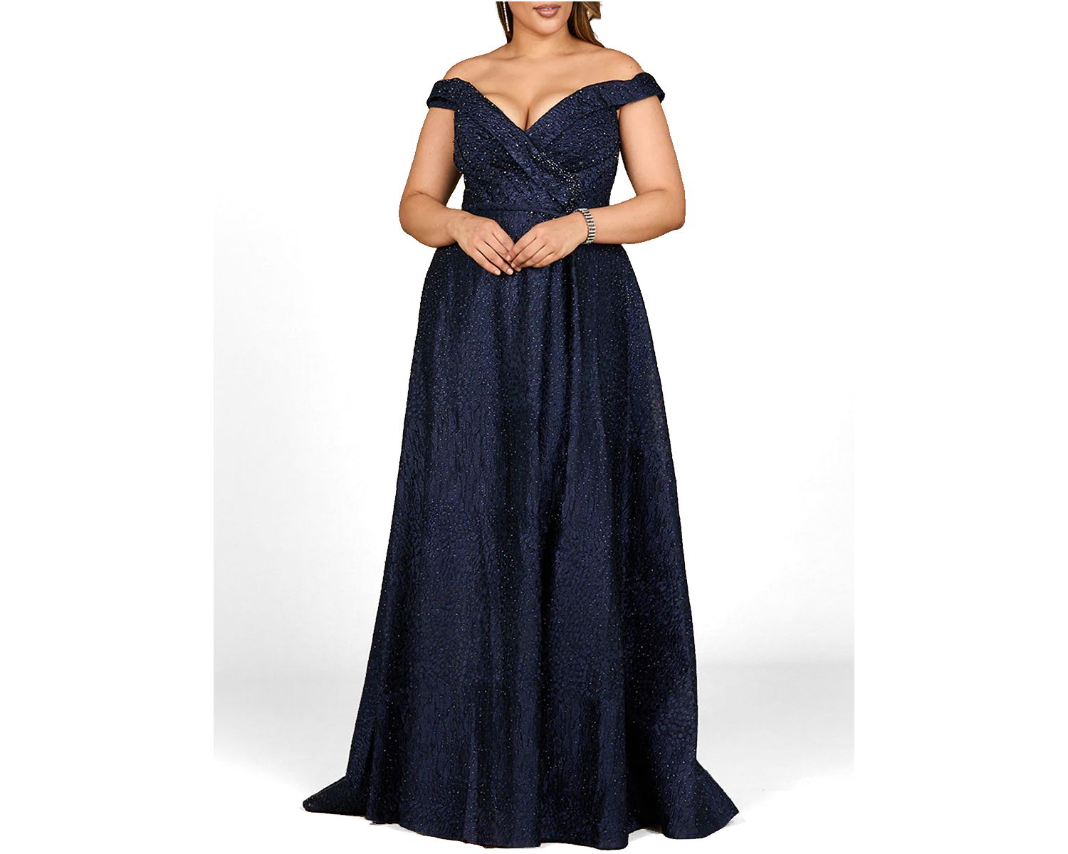 Women's Tonal Beaded Off Shoulder BalL Gown