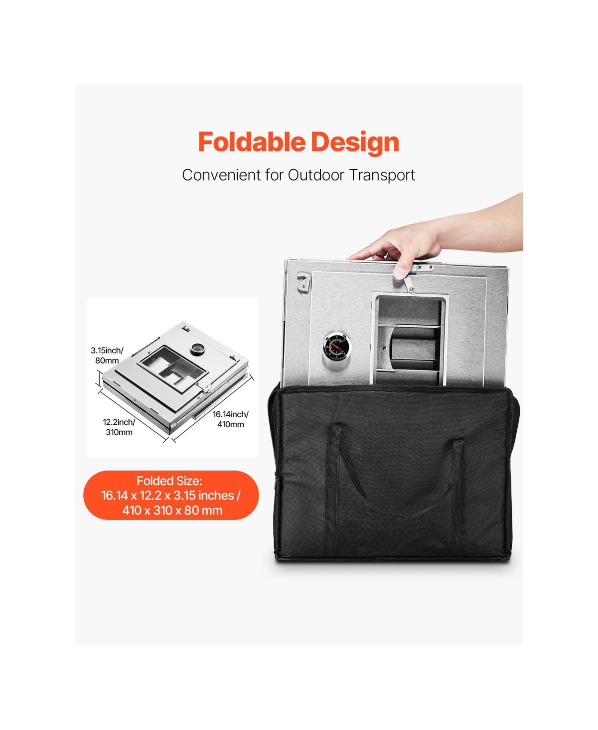 Cozito Foldable Camping Oven, 30L Stainless Steel Portable Oven with 3-Tier Grill and Thermometer