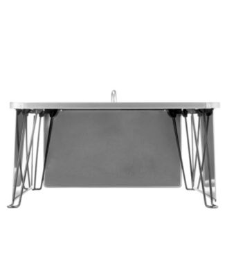 Fire Pit Heat Deflector, 25.4 inches Square Stainless Steel Burner Cover with Foldable Legs